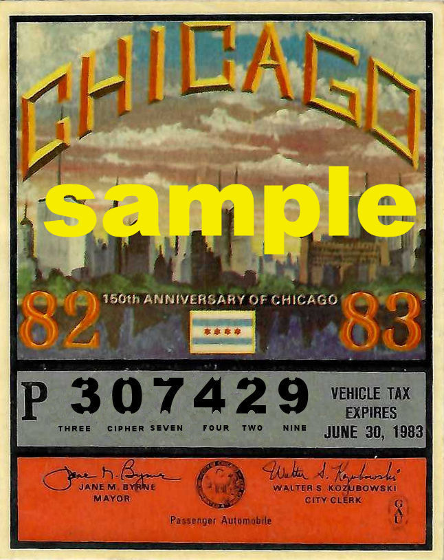 Modal Additional Images for IL 1982-83 tax Inspection sticker Chicago